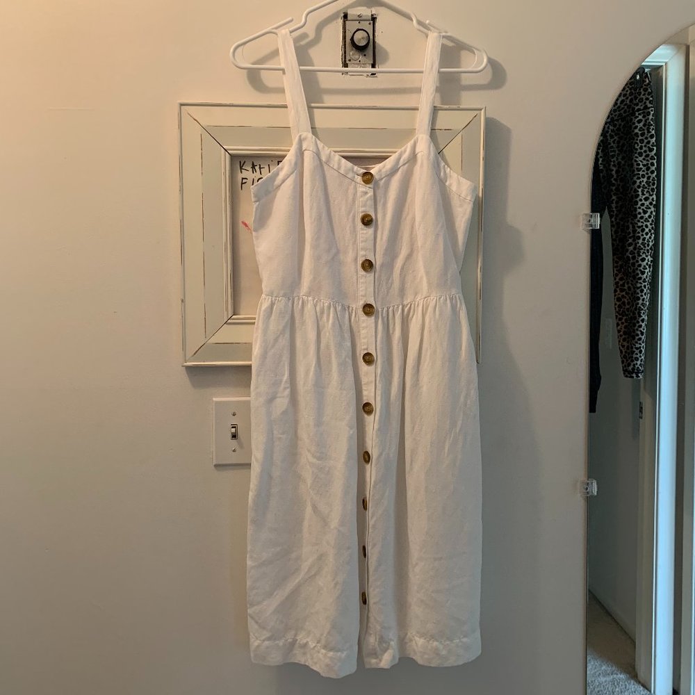 LOFT linen/cotton blend white dress